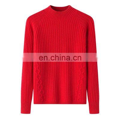 Custom Rib Knit 100% Cashmere Sweater for Ladies Solid Color Jumper with Crew Neck for Fall and Winter Features Front Logo