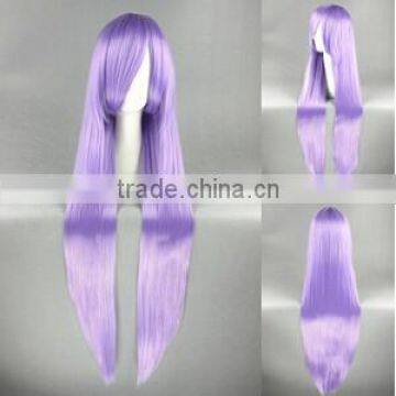 High Quality 100cm Long Straight Gin Tama-Sarutobi Ayame Light Purple Synthetic Anime Wig Cosplay Hair Wig Party Wig photo-2