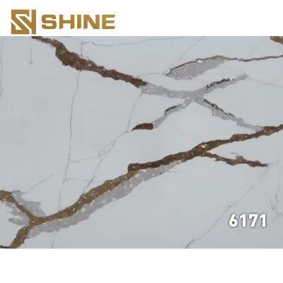 Modern White Calacatta 3D Ink Printed Artificial Quartz Slab Versatile Use Villas Bedrooms Hotels Tables Indoors Kitchens Dining photo-2
