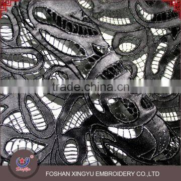 2016 Fashion Style Breathable Black Embroidery Textile Europe Stocklot Chemical Lace Fabric