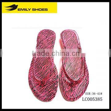 Lady's red-black zebra flip-flops