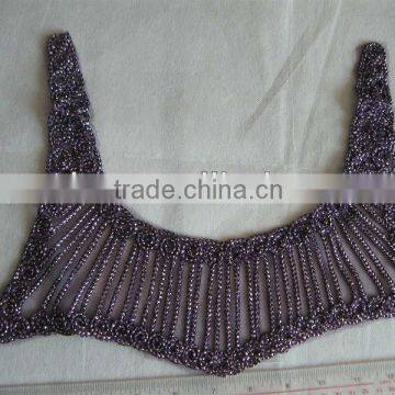 Rayon Lace Applique, Neckline Motif, VNeck, Lace Trim CORDED RAYON NECKLINE WITH MESH BASE, PURPLE