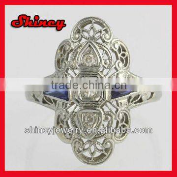 2014 high quality factory design cz paved 925 sterling silver big ring for men