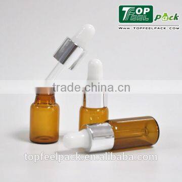 5ml tube glass bottle with silve dropper cap for essential oil , alibaba china tube oil bottle , mini tube dropper bottle