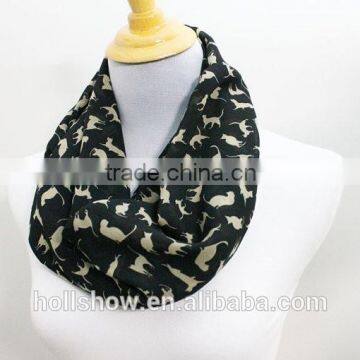 Hot Sale Cat Printed Infinity Women Fashion Chiffon Scarf