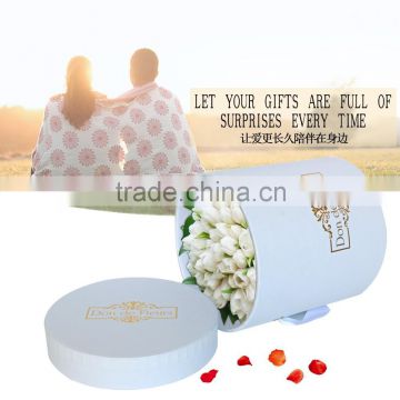 Best selling hot stamping luxury round hat box for flowers, rose packaging box