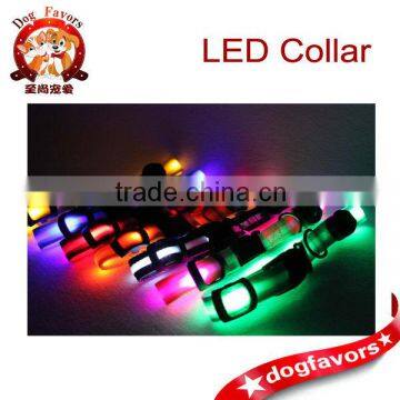 7 Colors LED Dog Pet Light Flashing Safety Collar + FREE Wooden Tag Id