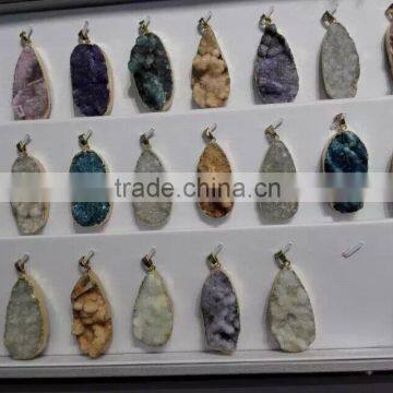 Fashion Natural Crystal Quartz Stone Druzy Rectangle Pendant 2016 Hot Bar Drusy Druzy Pendant photo-2