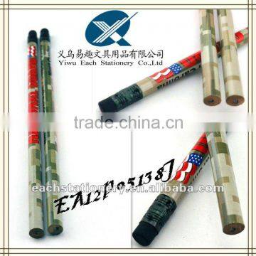 2013 high grade non-sharpening camouflage hb standard pencil with rubber