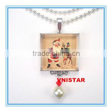 Vnistar hot wholesale pearl Christmas jewelry Santa Claus pendent necklace for gift VN009