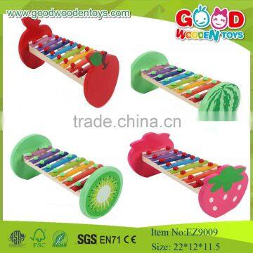 EZ9009 2015Hot Selling Musical Kids Wooden Toys,Fruit Design Xylophone Baby Musical Wooden Toy, Wooden Music Instrument