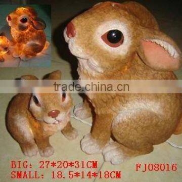 polyresin rabbits w/light