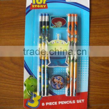 8pcs cartoon cheap stationery pencil set