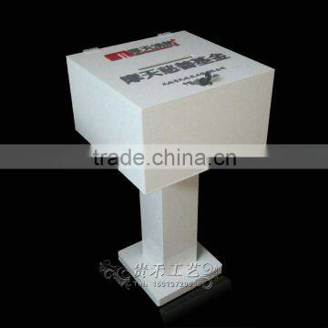 High Quality White Acrylic Donation Box,organic Glass Stand for Donation photo-4