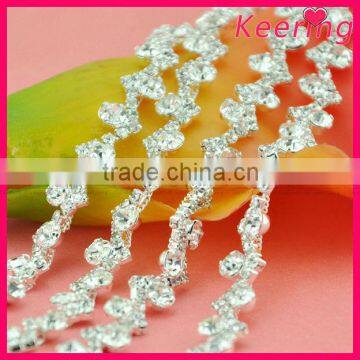 wholesale fashion all clear crystal stone bridal rhinestone cup chain WRC-256