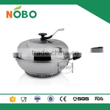 New design stainless steel wok pan with steamer