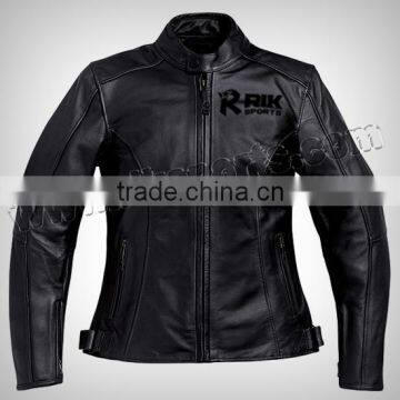 Quality Black Women Motorbike Leather Jacket, Motorcycle Clothing Black Quality Leather Racing Jacket photo-3