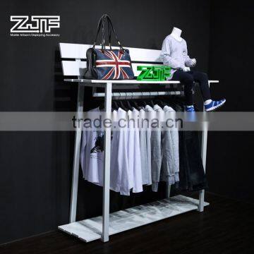 ZJF Top design white clothes display rack, handbags display rack