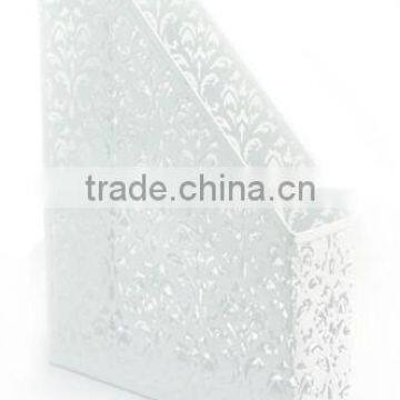White Single Punched Metal Magazine Office File Document Holder Organizer photo-2