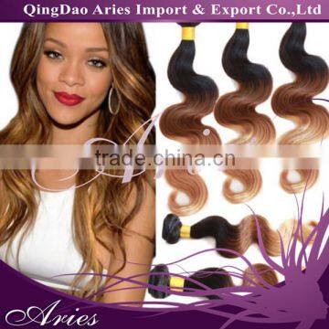 Hot Selling Grade 8a Peruvian Virgin Hair Body Wave Three Tone Ombre Hair Extensions 100% Human Hair Color 1b 4 27 30