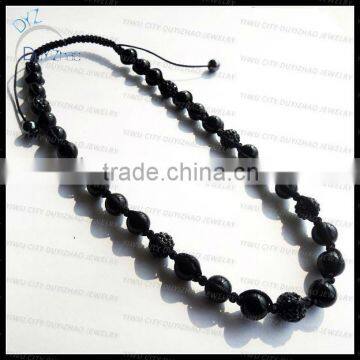 Cheap shamballa necklace with black glass