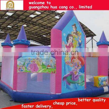 Castle shape cartoon theme inflatable bouncer for kids