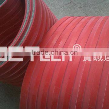 PVC conveyor belt with rubber&grooving