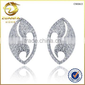 Brazil hot sale 925 silver aaa cubic zirconia micro pave earrings