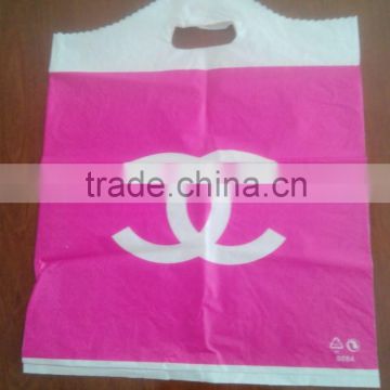 wave top designed die cut plastic shopping bags from china