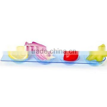 camping plastic plates/clear plastic name plates/Special Long plastic plate attached with four round plates