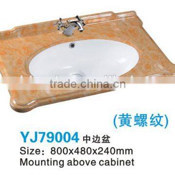 YJ79004 Chaozhou Ceramic Stone Pattern Counter Top Cabinet Basin Bathroom Sink