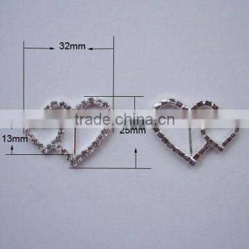 (M0224) 13mm inner bar heart rhinestone buckle