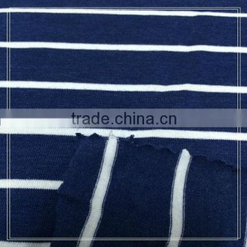 Men's Modal Cotton Yarn Dyed Blue White T-shirts Textile