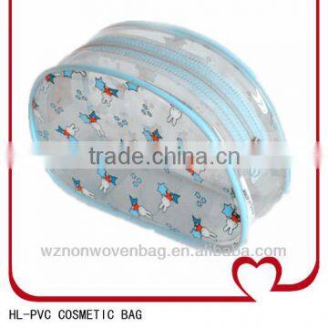 Transparent 0.25mm Cute Cartoon Reusable Zipper PVC Cosmetic Bag