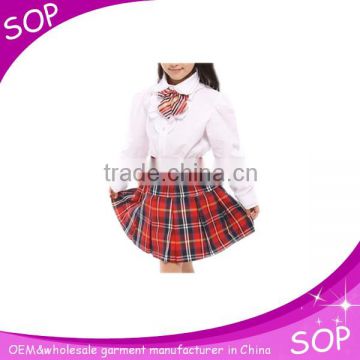 Latest girls white blouse and plaid skirt school uniforms