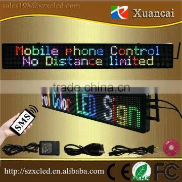 programmble moving led sign, P6-16x128dot RGB full color two/double line led sign with wireless SMS and PC USB control