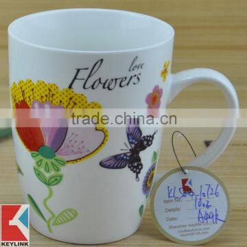 11OZ love flower design full decal print coffee cups, shiny surface new bone china mug, KL5004-10726