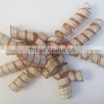 HOT SALE Gold Metallic Fabric Woven Ribbon Christmas Curly Gift Bow