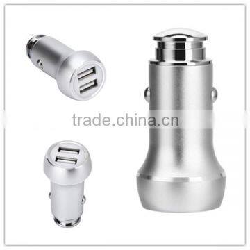 High Quality Colorful LED Display Car Charger Adaptor Bullet Dual USB 2 Port for Smart Phone Tablets