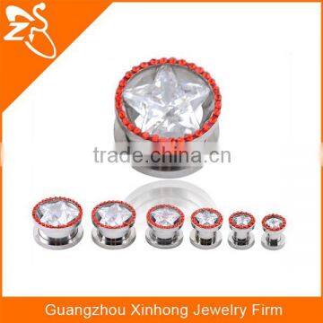 TP01029 stainless steel body jewelry factory , zircon ear plug piercing