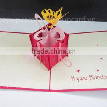 Gift box( with butterfly) Happy birthday 3d pop up card