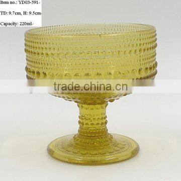 Press Unique Drinking Ware/cheap Wine Goblet, Ice-cream Bowl, Tumbler in Colored Glass With Raindrop Designs Emboss photo-2