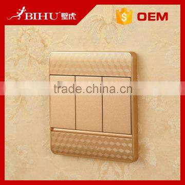 Bihu selling best PC gold 3 gang 2 way light switch brands wall switch