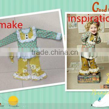 2015 Hot sale baby clothes fashion baby girl outfits mustard pie remake baby clothing sets