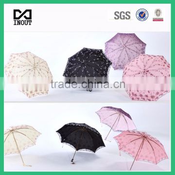 4 folds inverse tiantang frame Pretty Classic foldable lace sun umbrella