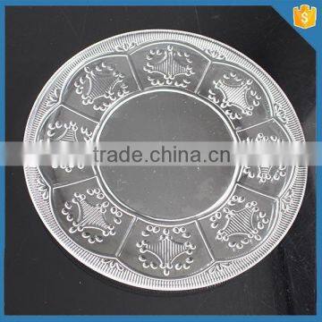 High quality crystal round glass plates for weddings with flower design