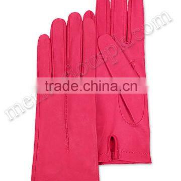 Pink Ladies Leather Fashion Dressing Gloves