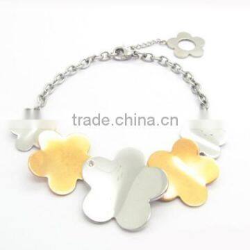 Big gold flower stainless steel charms bracelets extended chain women accessories china wedding fashion accessories china LN3224