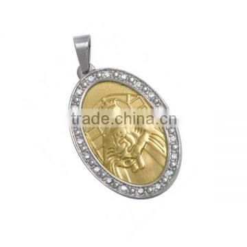 Beautiful pendant charms factory price wholesale crystal virgin mary jesus stainless steel san benito religious jewelry LP3260