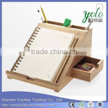 Natural Bamboo Desktop iPad Station Holder Desk Organiser Display